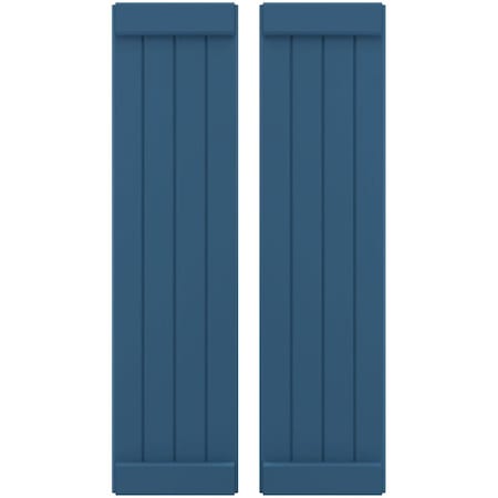 Americraft 4-Board Exterior Wood Joined Board-n-Batten Shutters W/ End Batten, ARW103BB414X62HBH